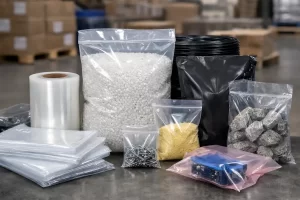 Bolsas de polietileno industriales fabricadas por Videci en distintos calibres para empaque, almacenamiento y logística en entorno industrial